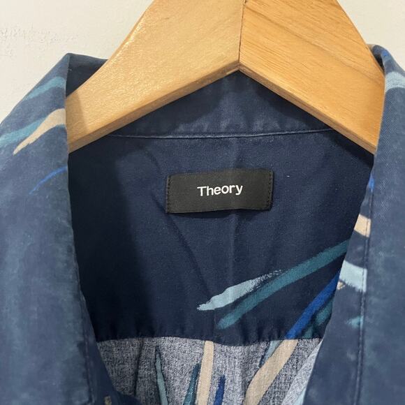 Theory Men's Blue Irving Stem Print Button Up Top Size XL - Picture 3 of 5